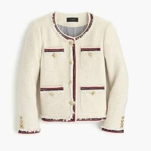 RARE J. Crew Lady Tweed Iconic Style Fringy Lady Jacket Gold blogger fave Size 2